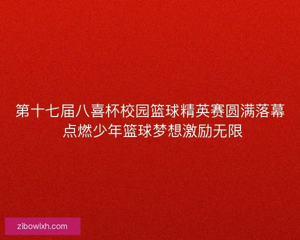 第十七届八喜杯校园篮球精英赛圆满落幕 点燃少年篮球梦想激励无限